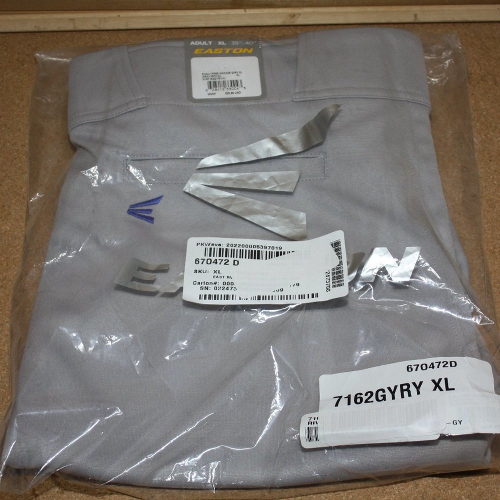 Easton Rival+ Knicker Baseball Pant Gray/Royal XL NWT
